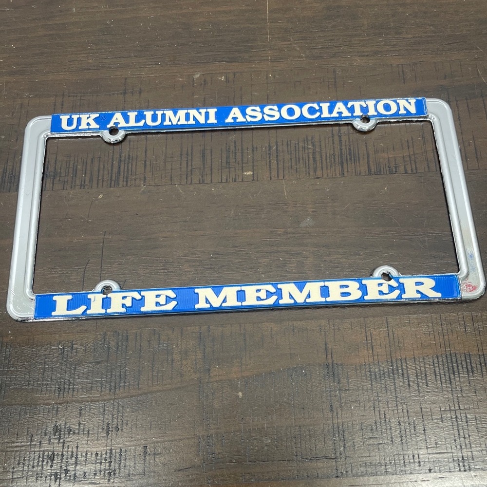 UK Alumni Association Life Member License Plate Frame Chrome Blue White